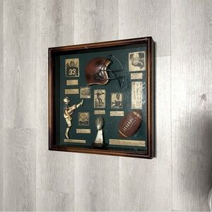 Vntg  Wood Football Shadow Box Canton Bulldogs Bronko Nagurski Marion Motley